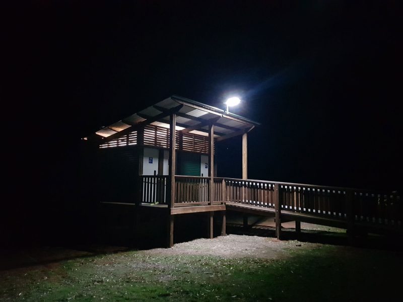 Solar security lighting at a lookout shelter