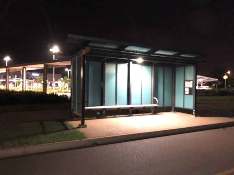Solar shelter lighting at a bus shelter