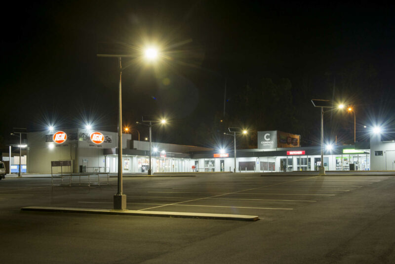 Solar car park lighting at a shopping centre